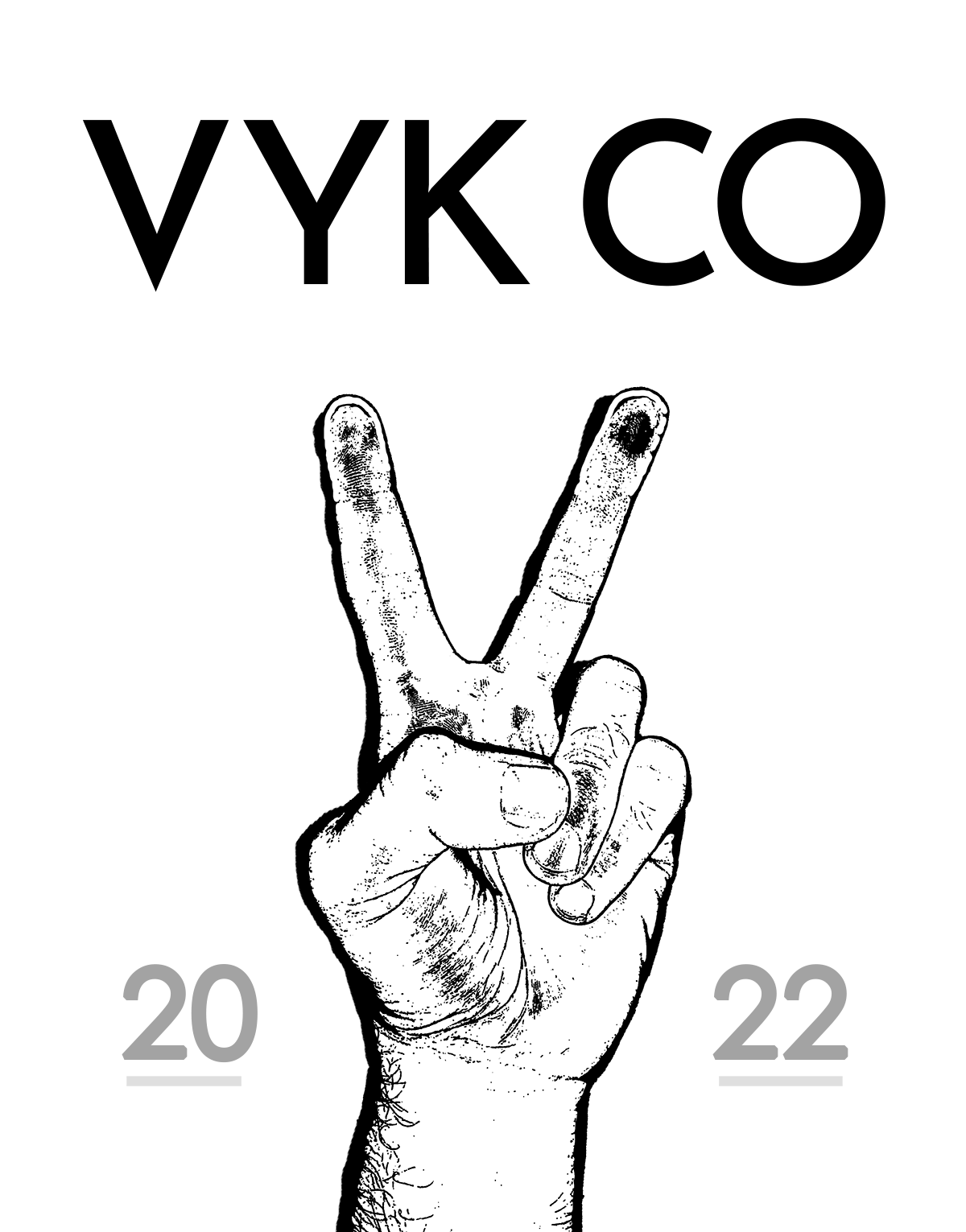 Vyk Co logo with peace sign hand